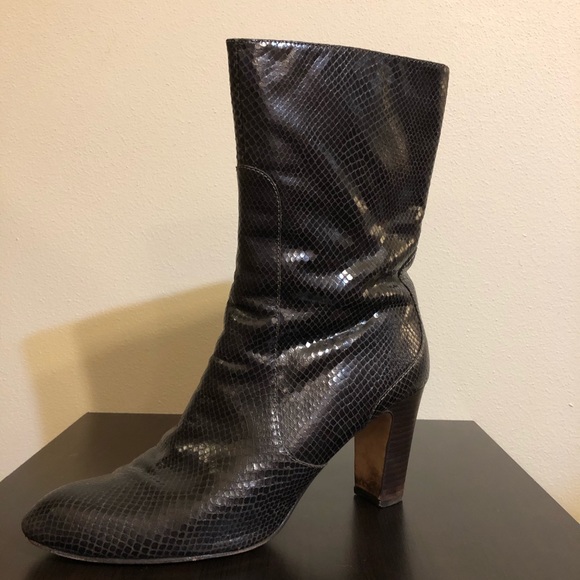 Cole Haan Leather Snakeskin Harper Heeled Boots - Picture 10 of 11